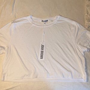 White soft Joah brown cropped t shirt
